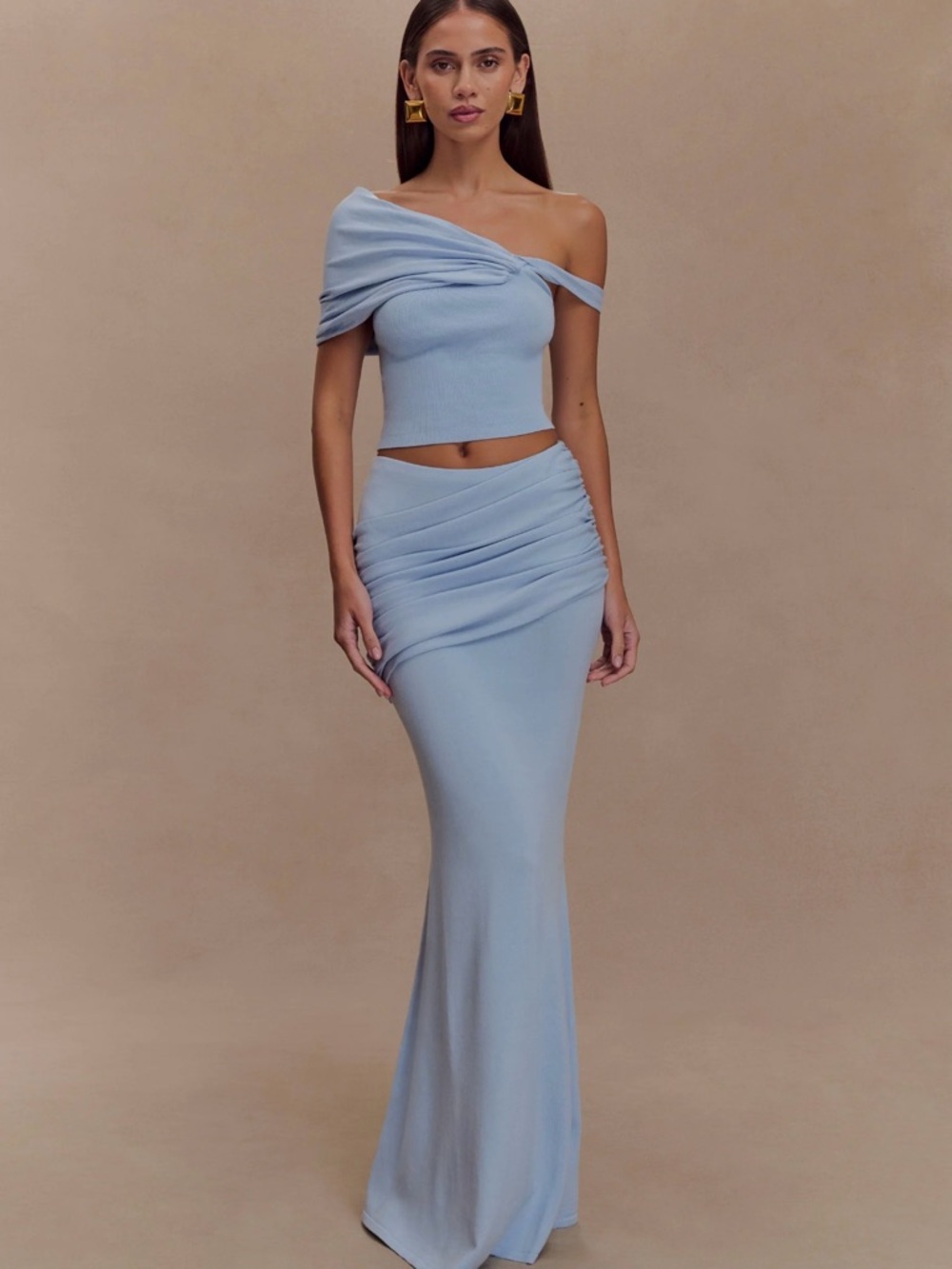 NWT Meshki Blue Two Piece Maxi Skirt Set